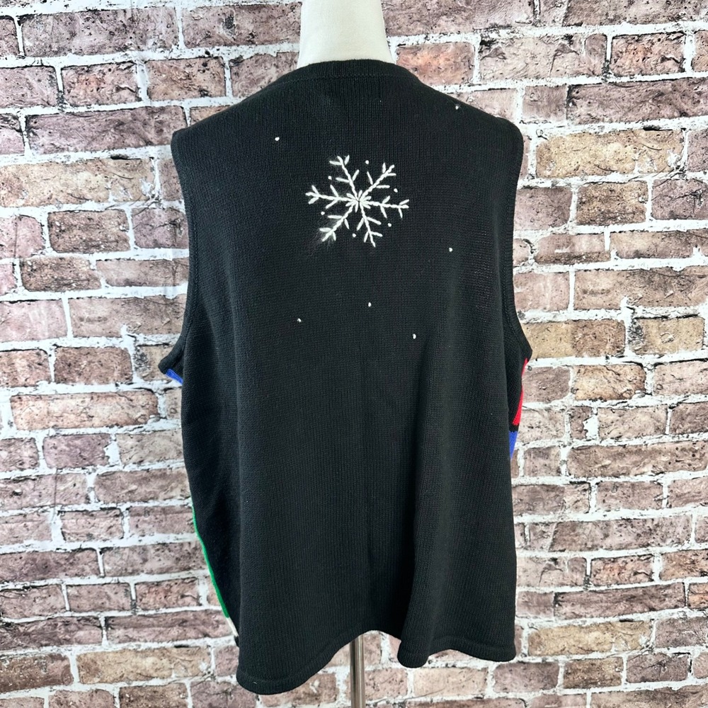 The Quacker Factory Ugly Christmas Vest SZ 2X Reindeer Snowman Tree Bells Angels - Picture 7 of 11